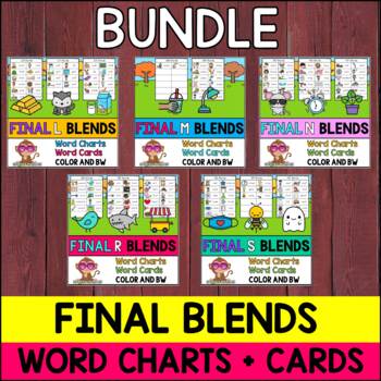Preview of BUNDLE: Final Blends Word Charts | Word Lists | Word Cards - Ending Blends