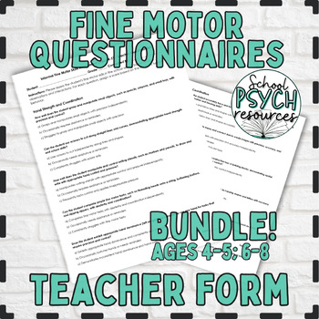 Preview of BUNDLE Fine Motor Skills Informal Teacher Questionnaire Daily Living Skills OT