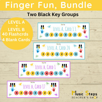 Preview of BUNDLE: "Finger Fun" Flashcards, Beginning Piano Finger Patterns.