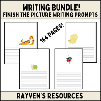 Preview of BUNDLE! Finish the Picture Creative Writing Prompts 1st Grade Writing Center