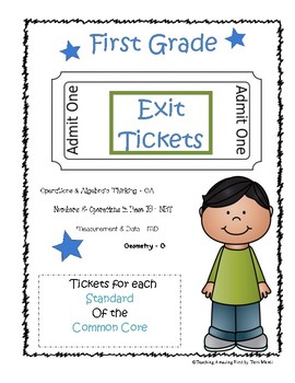 Preview of BUNDLE First Grade Exit Tickets / Slips Common Core Assessments  NO PREP