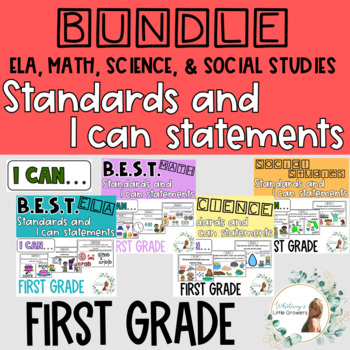 Preview of BUNDLE! First Grade Standards! BEST ELA & Math, Science, and Social Studies