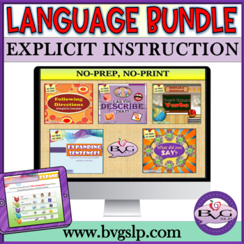 Preview of Language BUNDLE Expanding Sentences, Describing, & MORE - Explicit Instruction