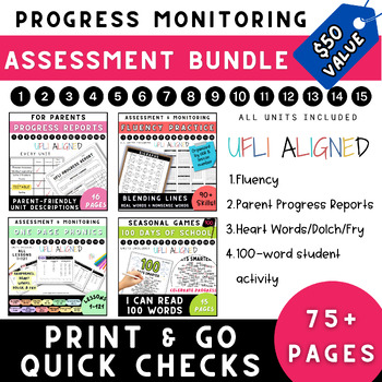 Preview of BUNDLE: Fluency Lines & Heart Word/HFW Quick Checks *UFLI Aligned Assessments*