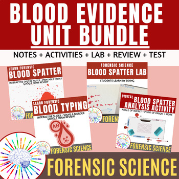 Preview of BUNDLE: Forensics Blood Spatter and Blood Evidence Unit- Notes, Activities, Lab