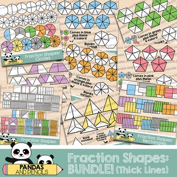 Preview of 2,548 Fraction Shapes!! *HUGE BUNDLE* Math Fractions Clip Art