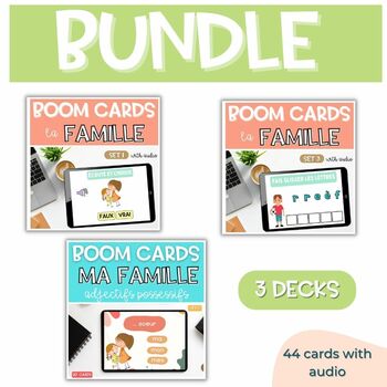 Preview of BUNDLE French Family with audio BOOM CARDS | Famille FLE