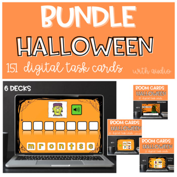 Preview of French words Halloween BOOM CARDS Halloween Vocabulary Digital Games