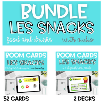 Preview of BUNDLE French BOOM CARDS Les snacks | Food and drinks