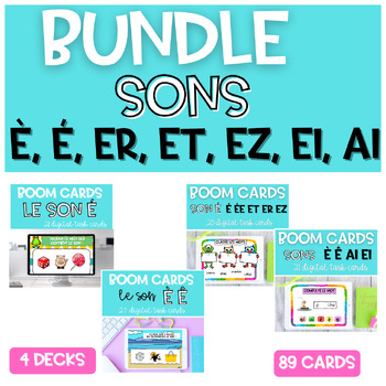 Preview of BUNDLE French Phonics È, É, ER, ET, EZ, EI, AI ☀️ Sons BOOM CARDS Grade 2