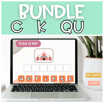 Preview of BUNDLE French BOOM CARDS | QU K C | Phonics Grade 2 with audio