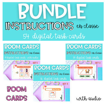 Preview of BUNDLE French Classroom Instructions Commands BOOM CARDS Back to School