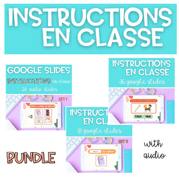 Preview of BUNDLE French Classroom Instructions Commands GOOGLE SLIDES Back to School