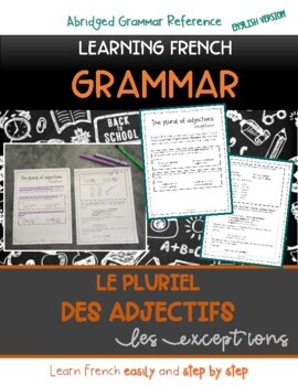 Preview of BUNDLE: French Grammar: The Plural Adjectives' Exceptions En/Fr Versions.