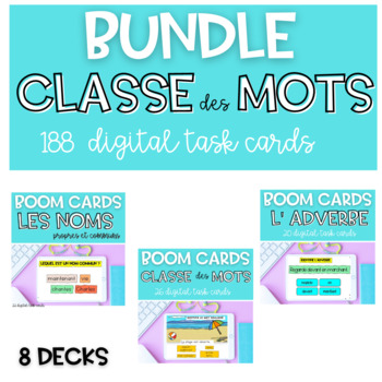 Preview of BUNDLE French Parts of Speech BOOM CARDS Classe Nature des mots