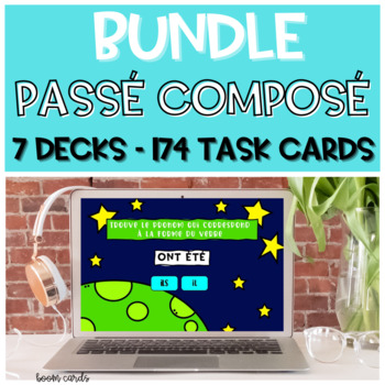 Preview of BUNDLE French Past Tense | Passé Composé BOOM CARDS French Verbs