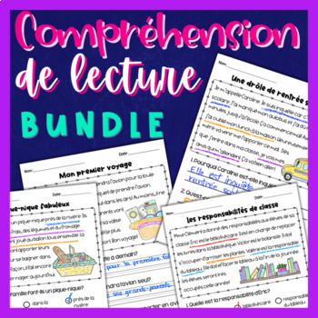 Preview of BUNDLE French Reading Comprehension Passages 40 Texts Audio Writing Activity