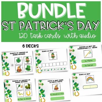 Preview of BUNDLE French St Patrick ' s day Vocabulary Games BOOM CARDS Saint Patrick