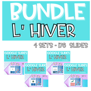 Preview of BUNDLE French Winter Activities GOOGLE SLIDES L' hiver | Mittens Hunt Game
