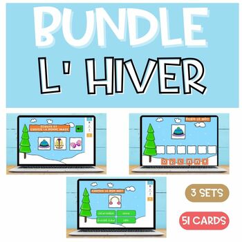 Preview of BUNDLE French Winter Vocabulary Activities | L' hiver | BOOM CARDS with audio