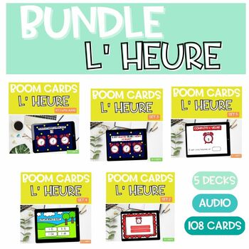 Preview of BUNDLE French telling Time BOOM CARDS L' heure