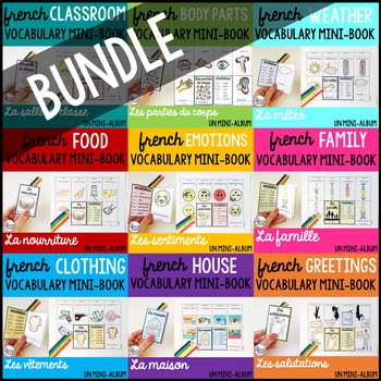 Preview of BUNDLE French vocabulary mini-books 9 themes