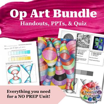 Preview of BUNDLE - Full 7 Day Op Art Drawing Unit with Handouts, Powerpoints, and Quiz