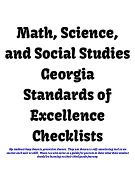 Preview of BUNDLE!!!!!   GA Standards of Excellence Checklist (3rd grade)