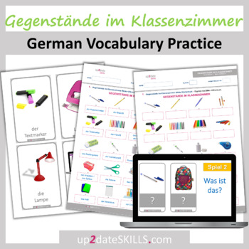 Preview of BUNDLE: German Vocabulary Practice: Classroom Objects | Klassenzimmergegenstände