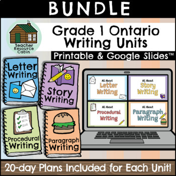 Preview of BUNDLE: Grade 1 WRITING UNITS (Printable + Google Slides™)