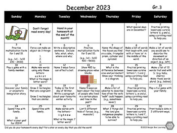 BUNDLE! Grade 2 & 3 Homework Calendars - 2023-2024 **NEW!** | TPT