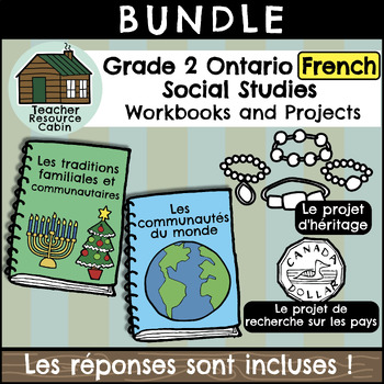 Preview of Grade 2 Ontario FRENCH Social Studies Workbook Bundle