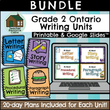 Preview of BUNDLE: Grade 2 WRITING UNITS (Printable + Google Slides™)