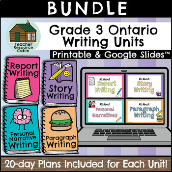 Preview of BUNDLE: Grade 3 WRITING UNITS (Printable + Google Slides™)