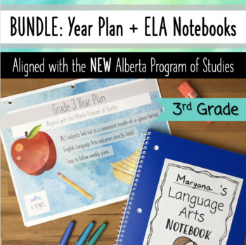 Preview of BUNDLE: Grade 3 Year Plans + Language Arts Notebooks - Aligned Alberta NEW PofS