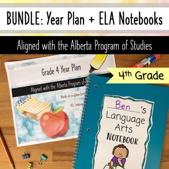 Preview of BUNDLE: Grade 4 Year Plans + Language Arts Notebooks - Aligned with Alberta PofS