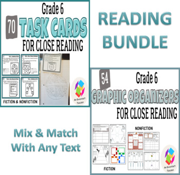 Preview of BUNDLE: Grade 6 Common Core Close Reading Graphic Organizers AND Task Cards