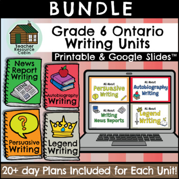 Preview of BUNDLE: Grade 6 WRITING UNITS (Printable + Google Slides™)