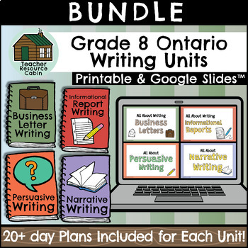 Preview of BUNDLE: Grade 8 WRITING UNITS (Printable + Google Slides™)