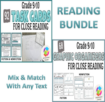 Preview of BUNDLE: Grade 9 and 10 Common Core Reading Graphic Organizers AND Task Cards