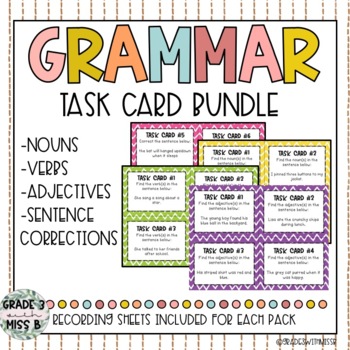 Preview of Grammar Task Cards Bundle - Over 150 Cards