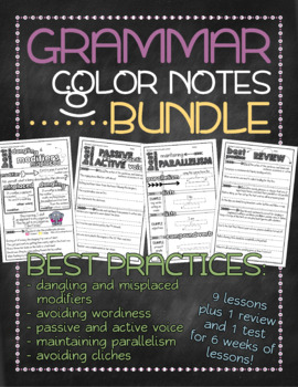 Preview of BUNDLE 3! Grammar color notes: Unit 3 - Best practices