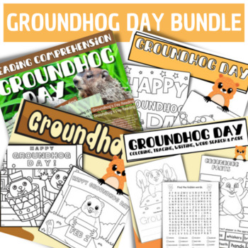 Preview of BUNDLE Groundhog Day Activities Tracing Writing Dot marker Reading comprehension