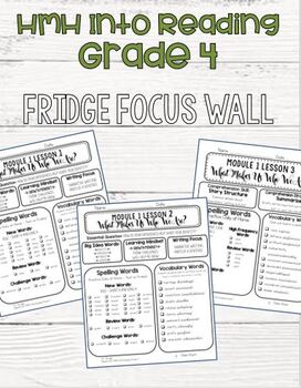 Preview of MINI BUNDLE HMH Into Reading - Grade 4 - Module 2 Weeks 1-3 Fridge Focus Wall