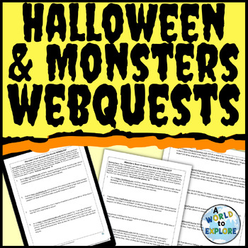 Preview of BUNDLE Halloween Activity WebQuest and Monsters Around the World ELA WebQuest