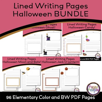 Preview of BUNDLE Halloween Themed Lined Pages- Elementary