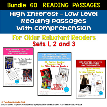 Preview of BUNDLE High Interest Low Level Reading Comprehension Activities - Older Students