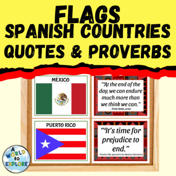 Preview of Bundle Hispanic Heritage Month Bulletin Boards with Quotes & Flags