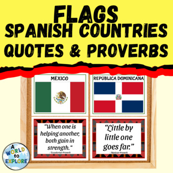 Preview of BUNDLE Hispanic Heritage Month Bulletin Board with Flags and Quotes