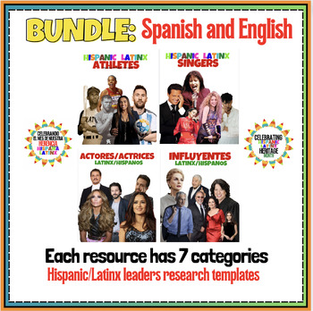 Preview of BUNDLE: Hispanic Leaders Research Templates in English and Spanish (Spanish 1/2)